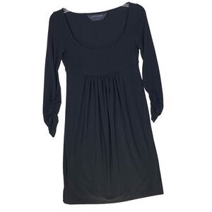 Norma Kamali Dress Womens Small Black Long Ruched Sleeves Slinky Knit